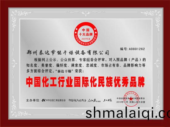 煤泥烘(hong)榦機信譽(yu)證書